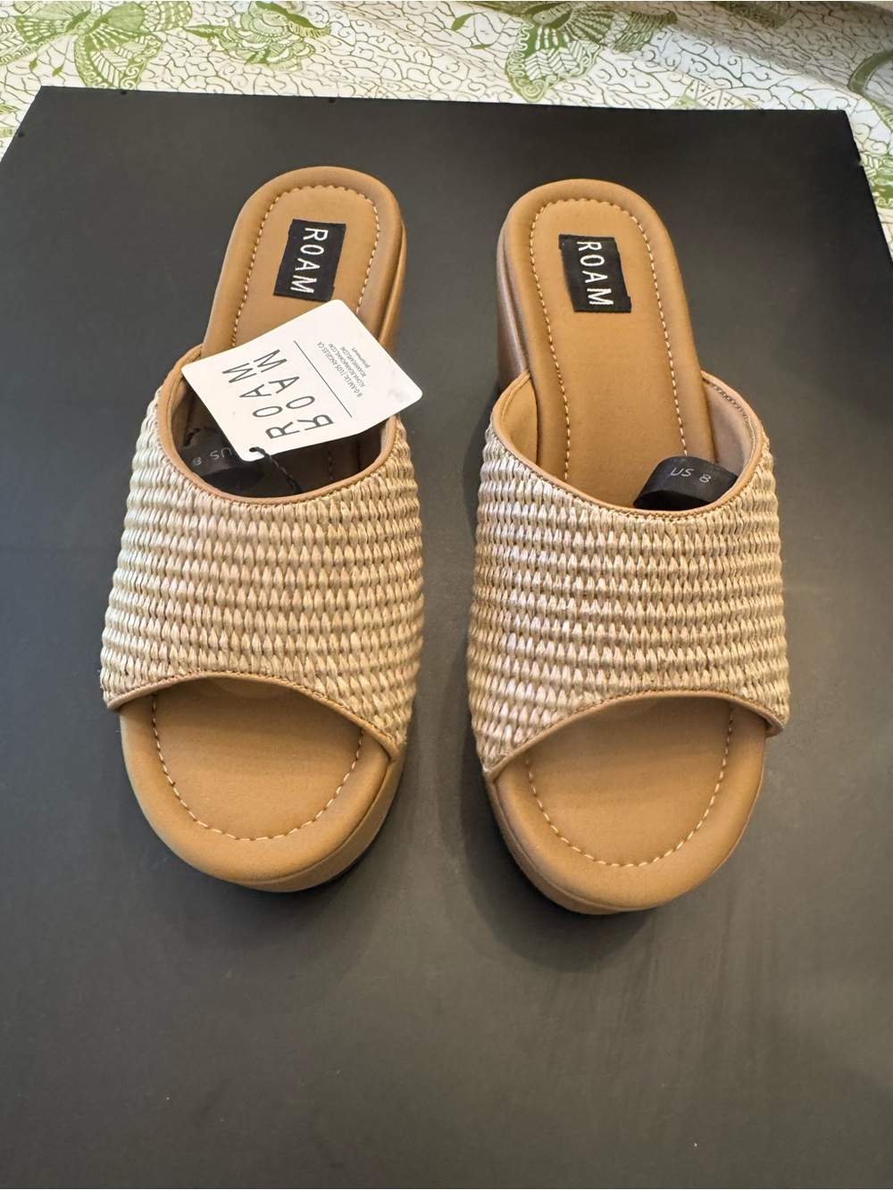 ROAM Natural Tan Woven Slide Mules